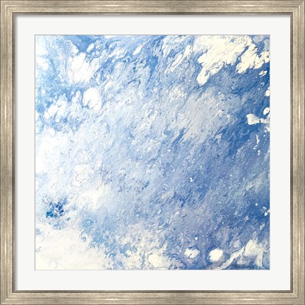 Framed Earth Blues Abstract square Print