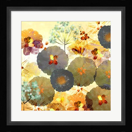 Framed Textured Hedgerow Rust Square Print