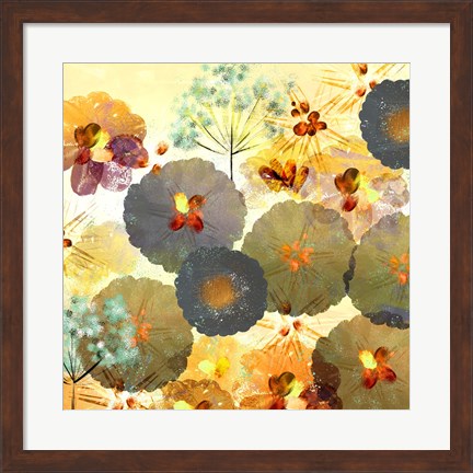 Framed Textured Hedgerow Rust Square Print