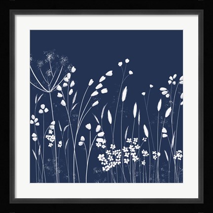 Framed Indigo Flowers II Print