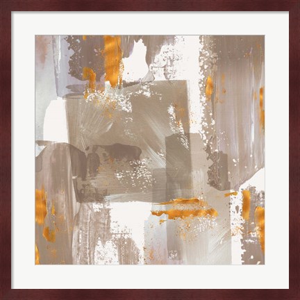 Framed Icescape Abstract Grey Gold II Print