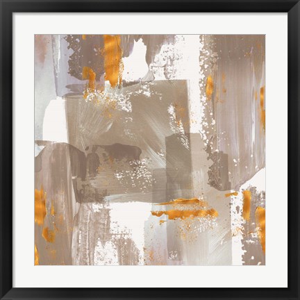 Framed Icescape Abstract Grey Gold II Print