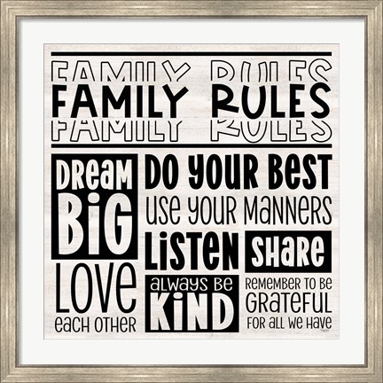 Framed Family Rules I Print
