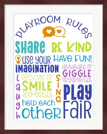 Framed Playroom Rules Portrait Print