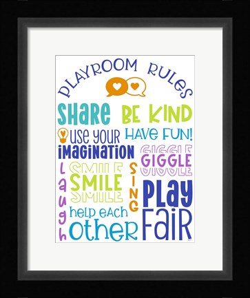 Framed Playroom Rules Portrait Print