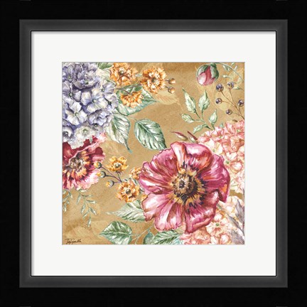 Framed Wildflower Medley Square Gold II Print