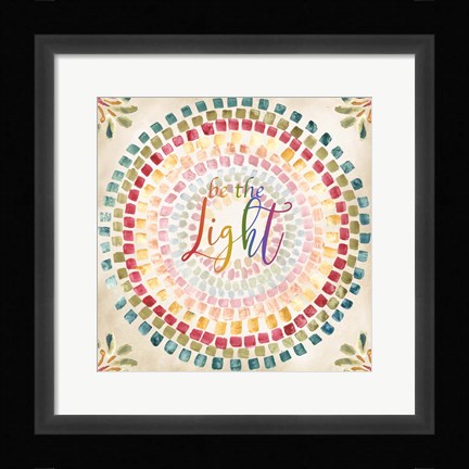 Framed Mosaic Rainbow Round I Print
