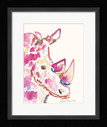 Framed Rainbow the Rhino Print