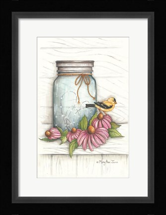 Framed Goldfinch and Flowers Print