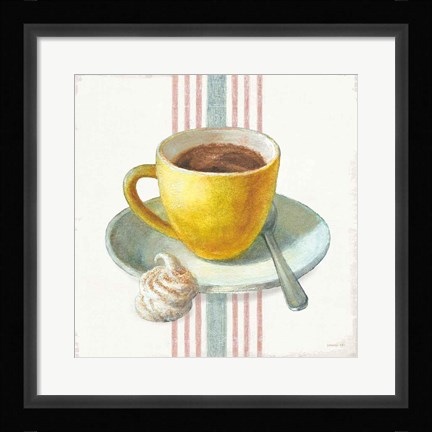 Framed Wake Me Up Coffee IV with Stripes Print