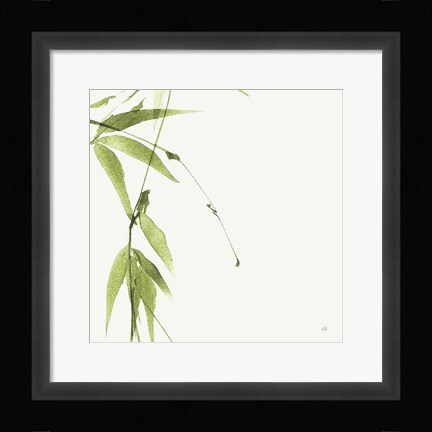 Framed Bamboo V Green Print