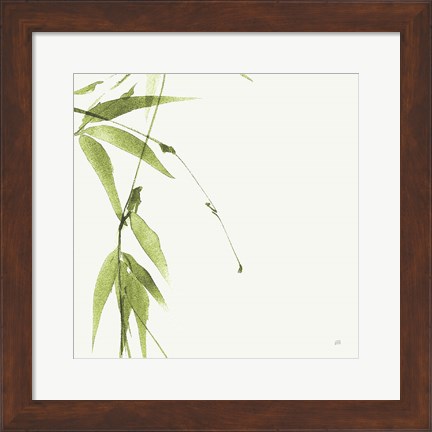 Framed Bamboo V Green Print