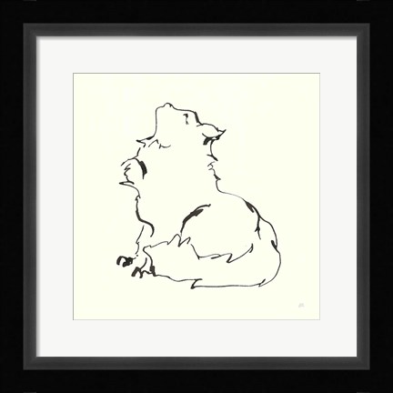 Framed Line Kitten I Print