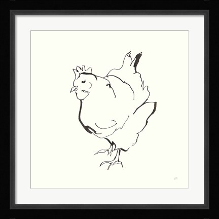Framed Line Chicken II Print