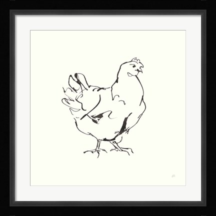 Framed Line Chicken I Print