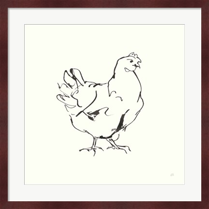 Framed Line Chicken I Print