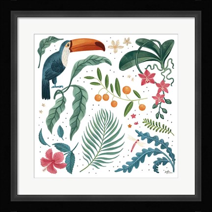 Framed Jungle Love III White Print