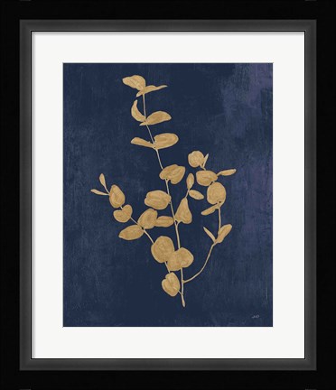 Framed Botanical Study II Gold Navy Print