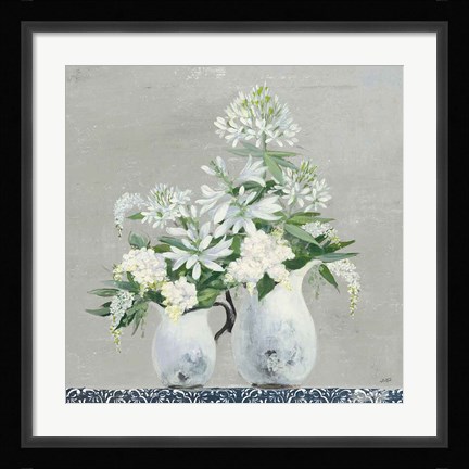 Framed Late Summer Bouquet III with Tile Print