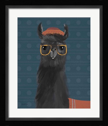 Framed Delightful Alpacas IV Blue Print