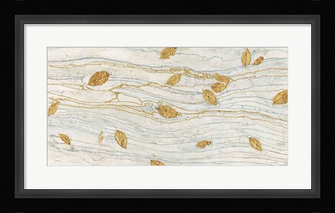 Framed Golden Fossil Leaves Print