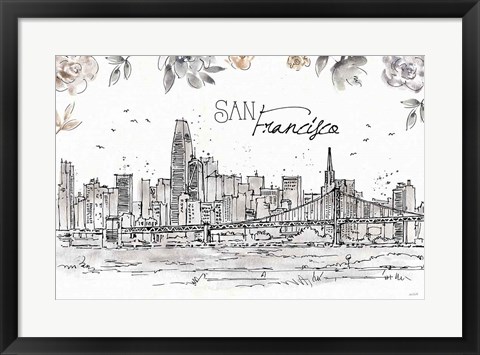 Framed Skyline Sketches VII Print