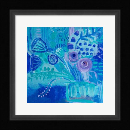 Framed Blue Flora Abstract Print