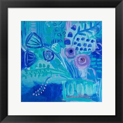 Framed Blue Flora Abstract Print