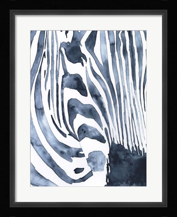 Framed Indigo Zebra I Print