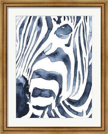 Framed Indigo Zebra II Print