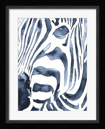 Framed Indigo Zebra II Print