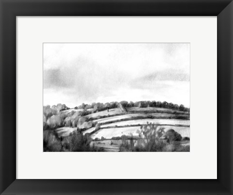Framed Rolling Landscape Sketch I Print