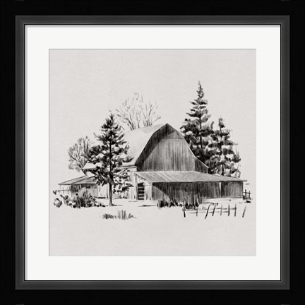 Framed Distant Barn Sketch II Print