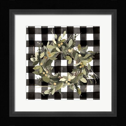 Framed Modern Gingham Christmas II Print