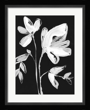 Framed White Whimsical Flowers II Print