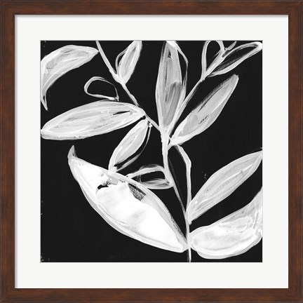 Framed Quirky White Leaves I Print