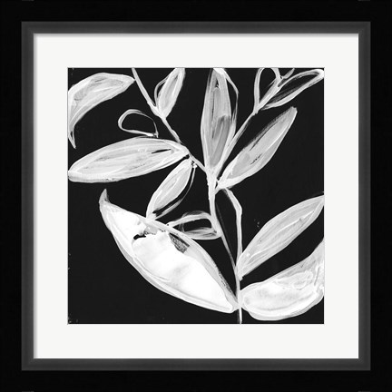 Framed Quirky White Leaves I Print