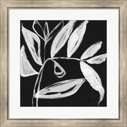 Framed Quirky White Leaves II Print