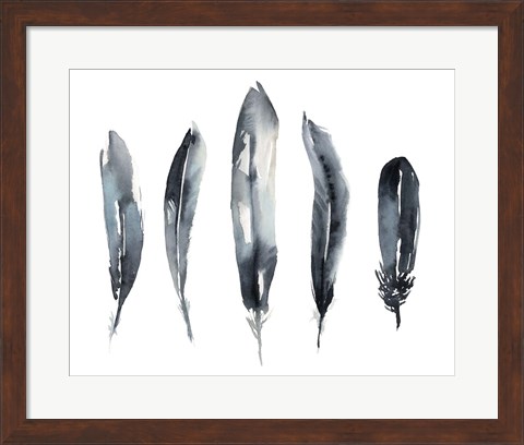 Framed Indigo Feathers II Print