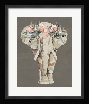 Framed Flower Crown Elephant II Print