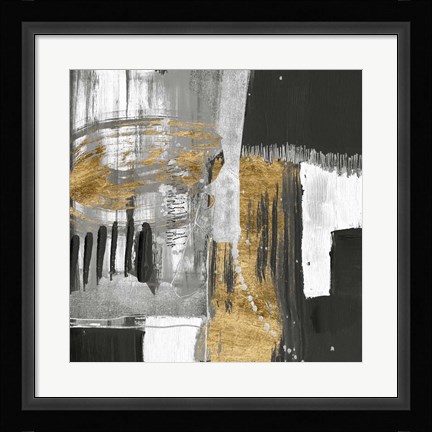 Framed Golden Strokes I Print