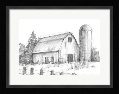 Framed Black &amp; White Barn Study I Print