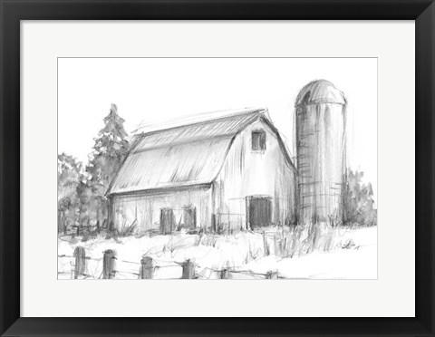 Framed Black &amp; White Barn Study I Print