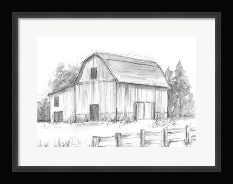 Framed Black &amp; White Barn Study II Print