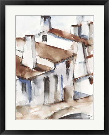 Framed White Cottages I Print