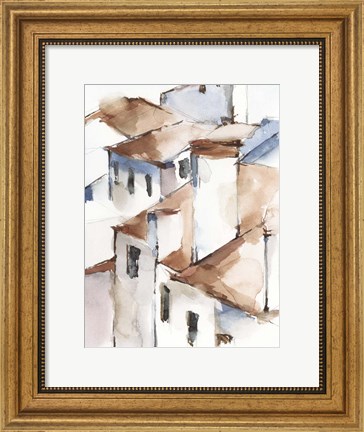Framed White Cottages II Print