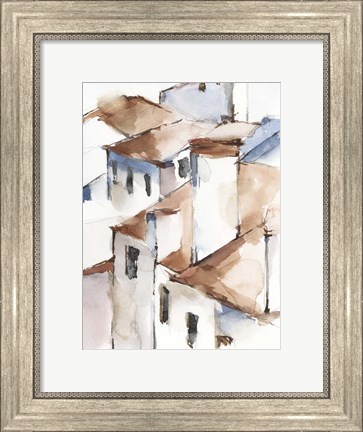 Framed White Cottages II Print