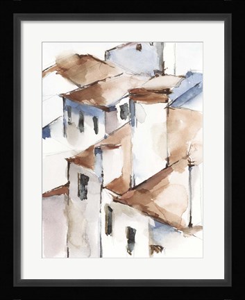 Framed White Cottages II Print
