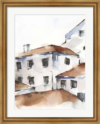 Framed White Cottages III Print