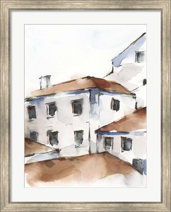 Framed White Cottages III Print